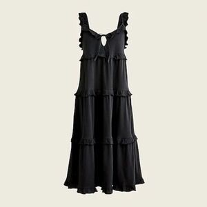 J. Crew Tiered knit keyhole maxi dress in black size M Medium